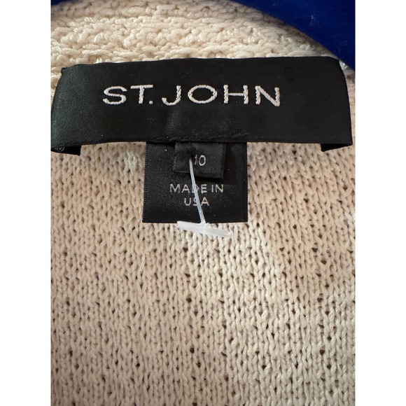 St. John Knits Ombre Colorblock Wool Blend Jacket Cream Black Size 10 Made USA - Picture 3 of 9